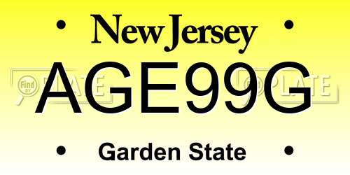 AGE99G New Jersey License Plate