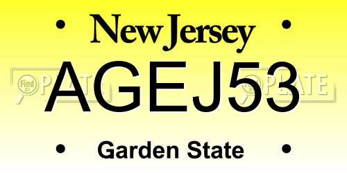 AGEJ53 New Jersey License Plate
