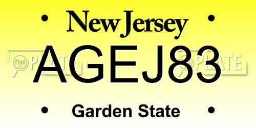 AGEJ83 New Jersey License Plate