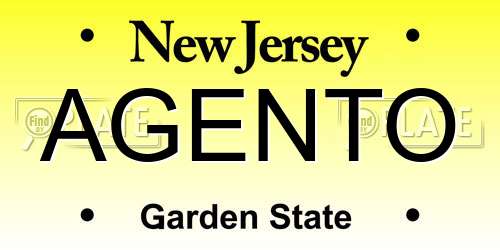 AGENTO New Jersey License Plate