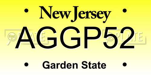 AGGP52 New Jersey License Plate
