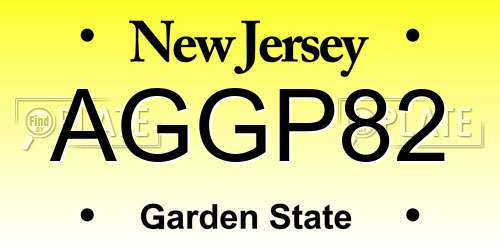 AGGP82 New Jersey License Plate