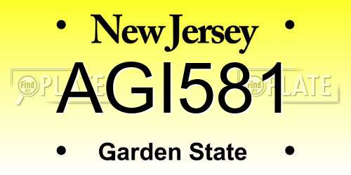 AGI581 New Jersey License Plate