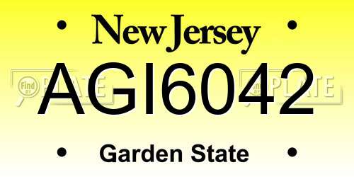 AGI6042 New Jersey License Plate