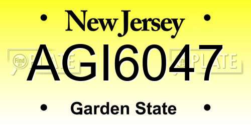 AGI6047 New Jersey License Plate