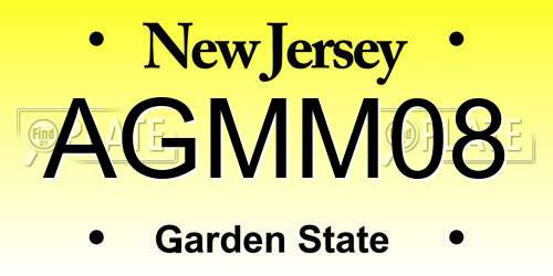 AGMM08 New Jersey License Plate