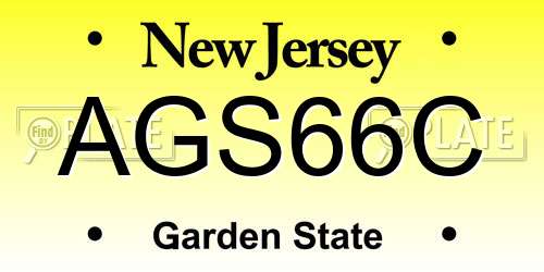 AGS66C New Jersey License Plate