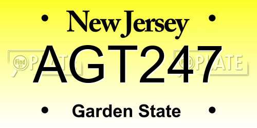 AGT247 New Jersey License Plate
