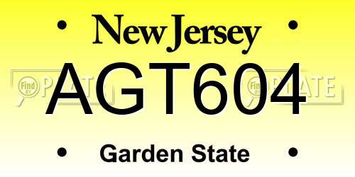 AGT604 New Jersey License Plate