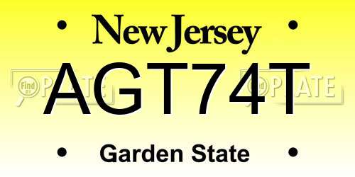 AGT74T New Jersey License Plate