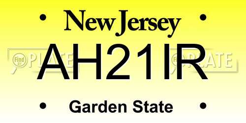 AH21IR New Jersey License Plate