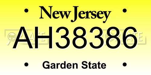AH38386 New Jersey License Plate