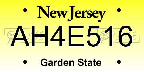 AH4E516 New Jersey License Plate