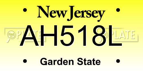 AH518L New Jersey License Plate