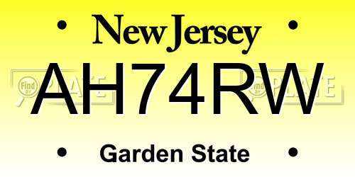 AH74RW New Jersey License Plate