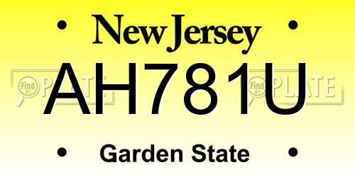 AH781U New Jersey License Plate
