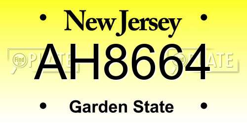 AH8664 New Jersey License Plate