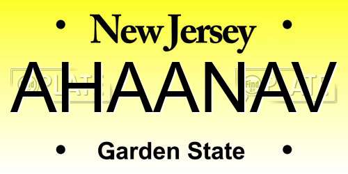 AHAANAV New Jersey License Plate