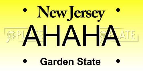 AHAHA New Jersey License Plate