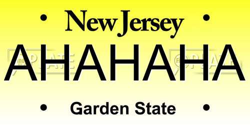 AHAHAHA New Jersey License Plate
