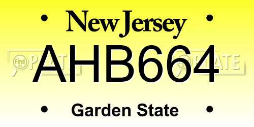 AHB664 New Jersey License Plate