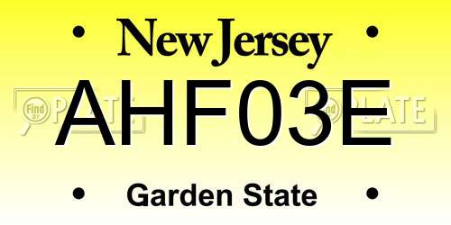 AHF03E New Jersey License Plate