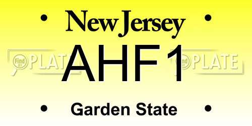 AHF1 New Jersey License Plate
