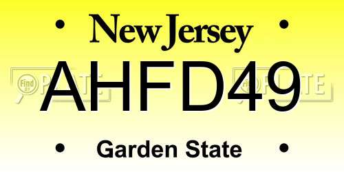 AHFD49 New Jersey License Plate