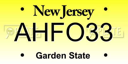 AHFO33 New Jersey License Plate