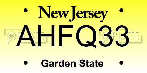 AHFQ33 New Jersey License Plate