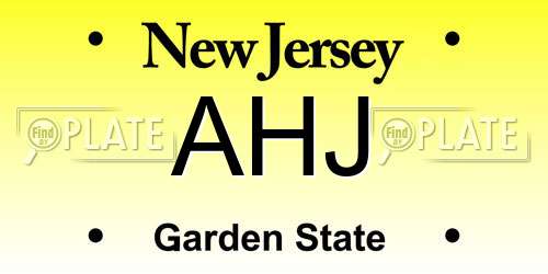 AHJ New Jersey License Plate