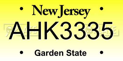 AHK3335 New Jersey License Plate