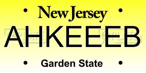 AHKEEEB New Jersey License Plate