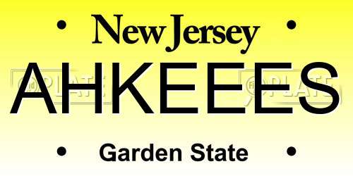 AHKEEES New Jersey License Plate