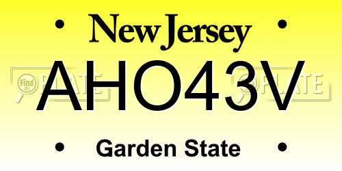 AHO43V New Jersey License Plate