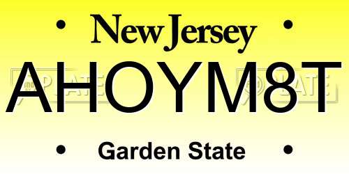 AHOYM8T New Jersey License Plate