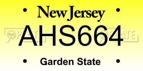 AHS664 New Jersey License Plate
