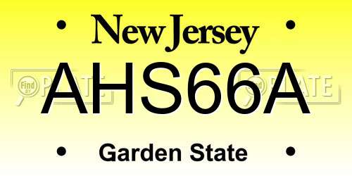AHS66A New Jersey License Plate