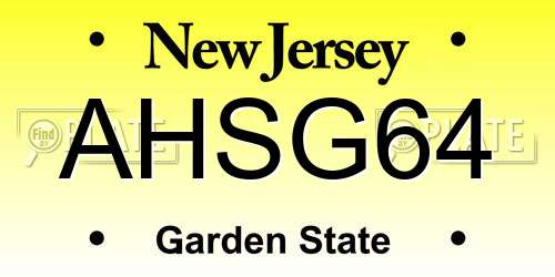 AHSG64 New Jersey License Plate
