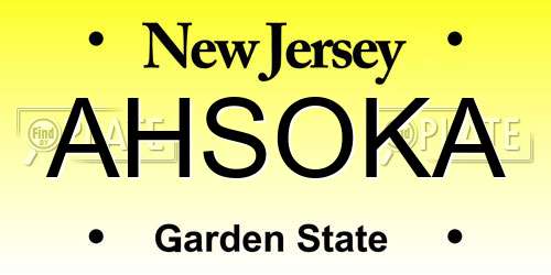 AHSOKA New Jersey License Plate