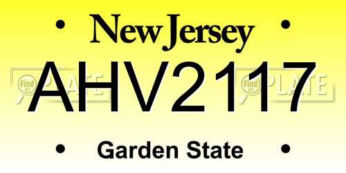 AHV2117 New Jersey License Plate