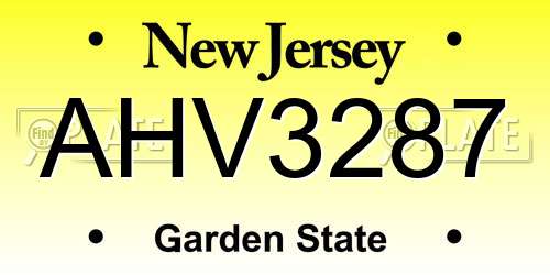 AHV3287 New Jersey License Plate