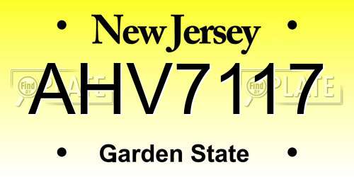 AHV7117 New Jersey License Plate