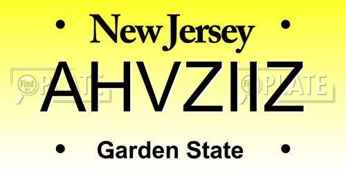 AHVZIIZ New Jersey License Plate