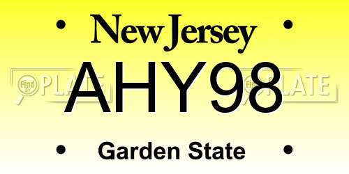 AHY98 New Jersey License Plate