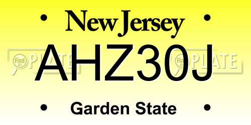 AHZ30J New Jersey License Plate