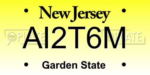 AI2T6M New Jersey License Plate