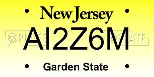 AI2Z6M New Jersey License Plate