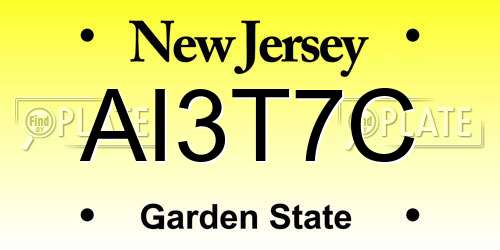 AI3T7C New Jersey License Plate