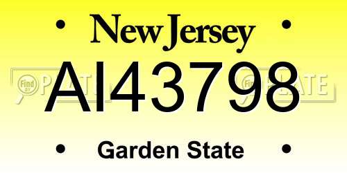 AI43798 New Jersey License Plate
